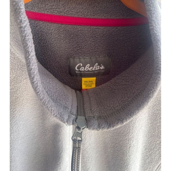 Woman's Cabela's Fleece Vest Full Zip Collar & Cinch Cord Pink Logo Hem 2 XL‎ - Picture 3 of 6